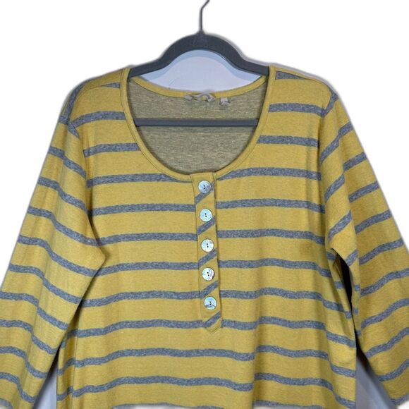 Soft Surroundings Parker Tunic Yellow Gray Stripes Style 2CC50 Size Large - Picture 2 of 14